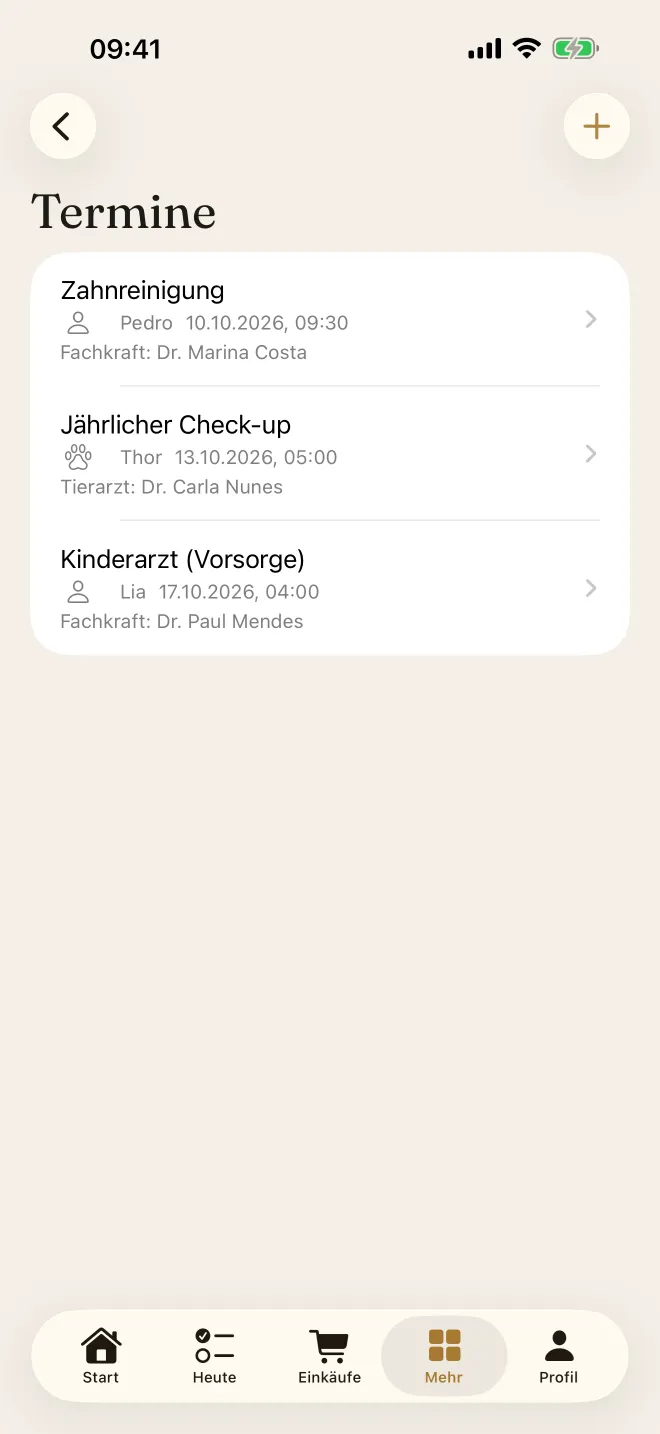 Termine der Familie und des Haustiers