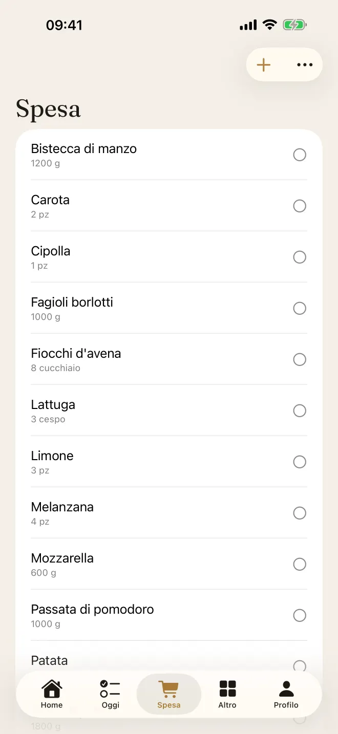 Lista della spesa con articoli spuntati