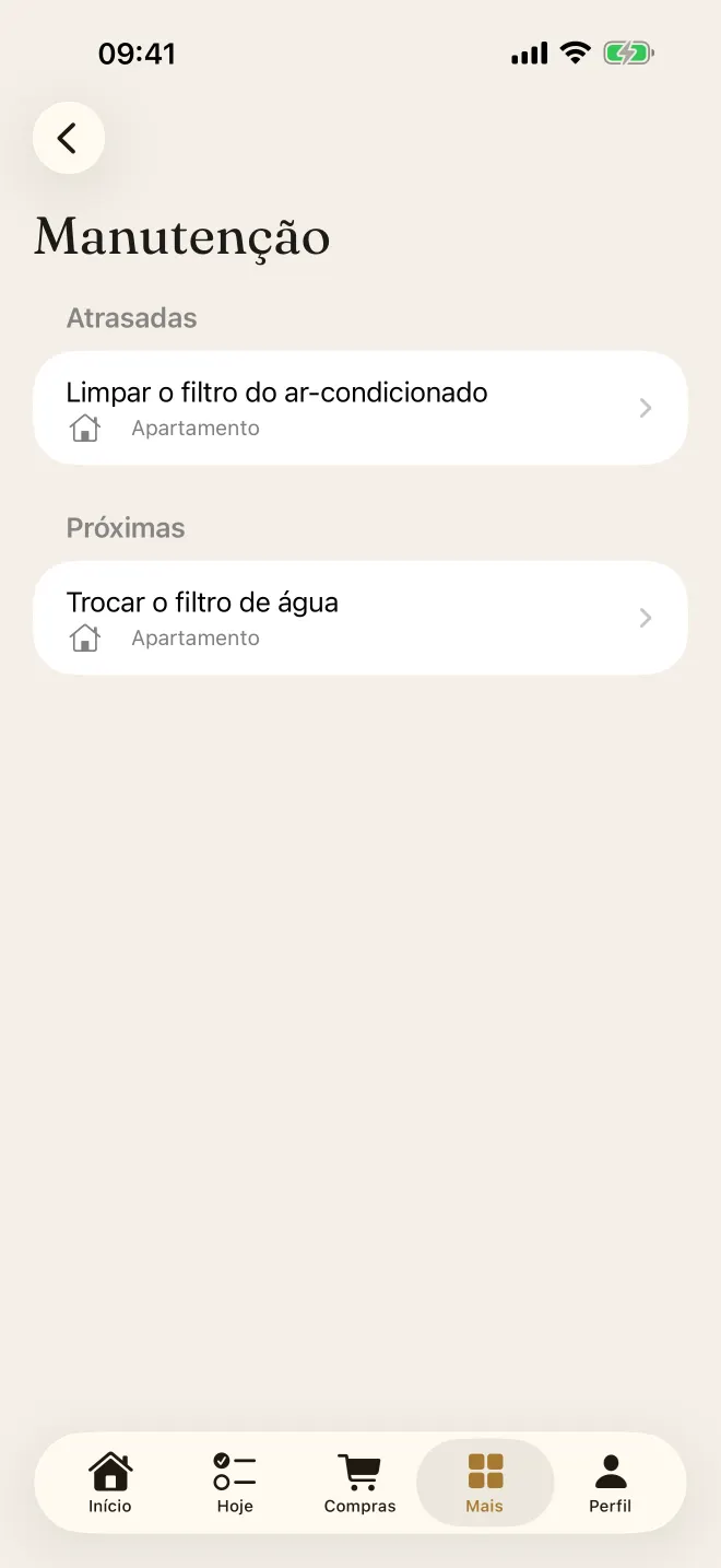 Manutenção da casa com itens vencidos e próximos